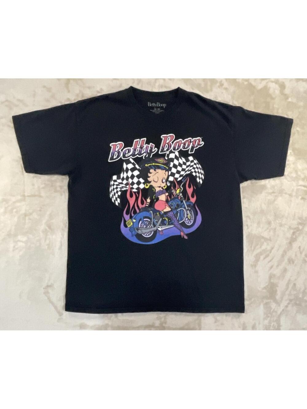 Betty Boop Bike 90s Black Rare Design Graphic Black Unisex Tshirt Reprint Sz XL